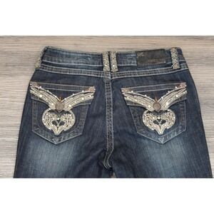 NWOT Grace in‎ LA Jeans Womens 7M Easy Fit Embellished Pockets Dark Wash Denim